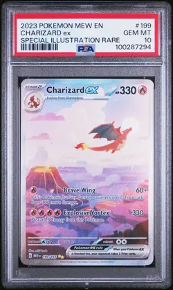 2023 POKEMON MEW EN-151 SPECIAL ILLUSTRATION RARE #199 CHARIZARD EX PSA 10 - Image 1