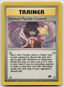 Pokemon Card Sabrina's Psychic Control Uncommon Gym Challenge 121/132 - Image 1