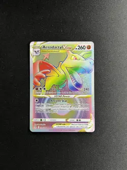 Pokemon TCG Aerodactyl VSTAR Lost Origin 199/196 Secret Rare Rainbow - Image 1