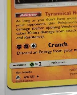 Pokemon Tyrantrum Holo Rare SM - Forbidden Light 69/131 NM - Image 3