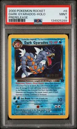2000 POKEMON ROCKET PRERELEASE #8 DARK GYARADOS-HOLO PSA 9 - Image 1