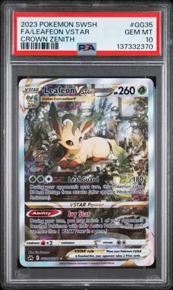 2023 POKEMON SWORD & SHIELD CROWN ZENITH #GG35 FULL ART/LEAFEON VSTAR PSA 10 - Image 1