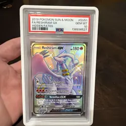 2019 POKEMON SUN & MOON HIDDEN FATES #SV51 FULL ART/RESHIRAM GX PSA 10 - Image 1