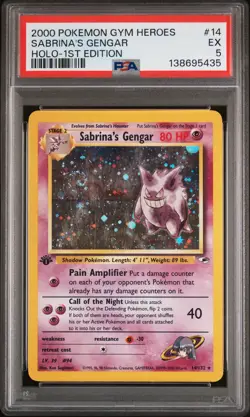 2000 POKEMON GYM HEROES HOLO-1ST ED #14 SABRINA'S GENGAR PSA 5 - Image 1