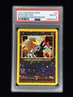 Entei 34/53 Pokemon Movie Promo 2001 PSA 8 🔥 - Image 1