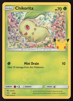 Chikorita Full Holo 2/25 Pokemon McDonald's 25th Anniversary Promo - Image 1