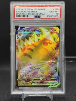 2023 POKEMON SWSH CROWN ZENITH COLLECTIONS #286 FULL ART/PIKACHU VMAX PSA 10 - Image 1