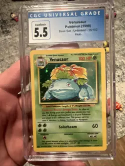 Pokemon TCG Venusaur Base Set Holo Unlimited Rare Card 15/102 1999 CGC 5.5 - Image 1