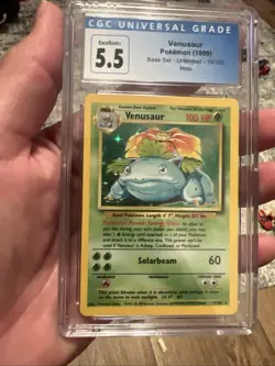Pokemon TCG Venusaur Base Set Holo Unlimited Rare Card 15/102 1999 CGC 5.5 - Image 2