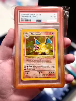 Pokemon 2000 Charizard Base Set 2 004/130 Holo Rare PSA 4 English TCG- Swirl - Image 1