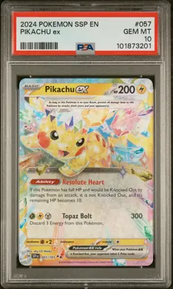 Pikachu EX 057/191 Ssp En Surging Sparks Pokemon PSA 10 - Image 1