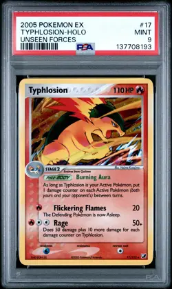 2005 POKEMON EX UNSEEN FORCES #17 TYPHLOSION-HOLO PSA 9 - Image 1