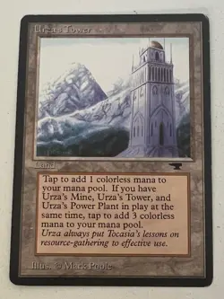 Magic the Gathering MTG Antiquities Urza's Tower (Mountains) LP- (Beta Bob) - Image 1
