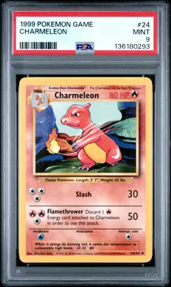 1999 Pokemon Base Set Unlimited Charmeleon 24/102 PSA 9 Mint - Image 1