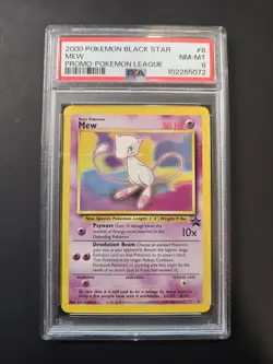 Pokemon 2000 Black Star Mew Promo-Pokemon League #8 PSA 8 - Image 1