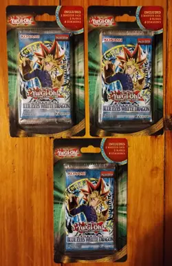 3x Legend of Blue Eyes White Dragon Booster Pack Blister Yu-Gi-Oh! +2 Rares! LOT 728192490040 - Image 1