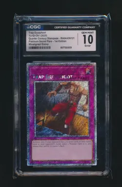 TRAP SUSTSHOOT YU-GI-OH! PLATINUM SECRET RARE MISALIGNED STAMP GRADED CGC 10 - Image 1