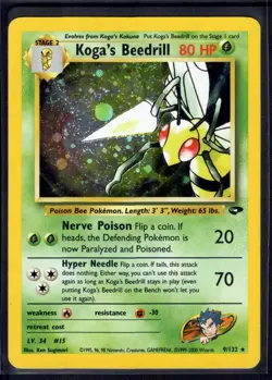 Koga's Beedrill 9/132 Holo Rare Gym Challenge Pokemon Moderately Played - Image 1