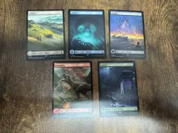REX MTG Jurassic World Double Sided Full Art Lands 5 Card Set Magic Land Cards - Image 2