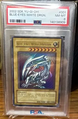 Konami Blue-Eyes White Dragon SDK-001 Ultra Rare Holo PSA 8 1st Ed 2002 English - Image 1