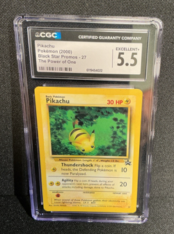 Pokemon TCG 2000 Black Star Promo Pikachu #27 the Power of One Graded CGC 5.5 - Image 1