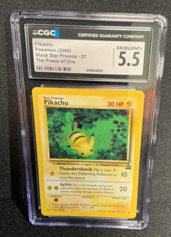 Pokemon TCG 2000 Black Star Promo Pikachu #27 the Power of One Graded CGC 5.5 - Image 2