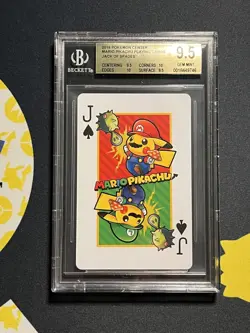 2016 Pokemon Center Mario Pikachu Playing Card – Jack of Spades BGS 9.5 Gem Mint - Image 3
