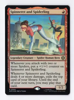 Spinneret and Spiderling (Foil) 0094 (R) MTG Marvel's Spider-Man (SPM) - Image 1