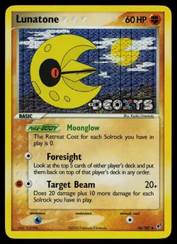 Pokemon Card - Lunatone Deoxys 36/107 Uncommon Reverse Holo Stamped - Image 1