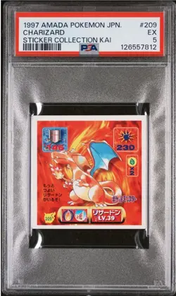 PSA 5 Excellent 1997 Amada Pokemon Japanese Charizard Sticker Collection Kai 209 - Image 1