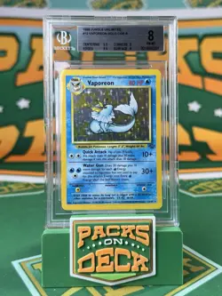 Vaporeon Holo #12 Jungle Unlimited BGS 8 Near-Mint Beckett Vintage Pokemon - Image 1