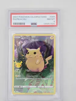 2021 POKEMON CELEBRATIONS #005 FULL ART/PIKACHU PSA 8 - Image 1