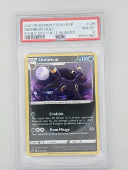 POKEMON 2021 Promo Evolving Skies 3 Pack Blister UMBREON Holo SWSH129 PSA 8 - Image 1