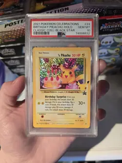 2021 POKEMON CELEBRATIONS CLASSIC COLLECTION BIRTHDAY PIKACHU-HOLO PSA 10 - Image 3