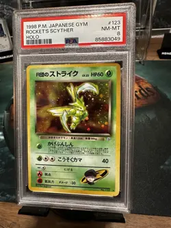 Rockets Scyther Holo PSA 8 NM-MT Pokemon 1998 Japanese #123 💫 Swirl - Image 1