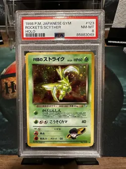 Rockets Scyther Holo PSA 8 NM-MT Pokemon 1998 Japanese #123 💫 Swirl - Image 2