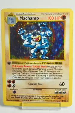 Pokemon card TCG Machamp 8/102 Holo Rare Base Set 1999 English Very good MP - Image 1