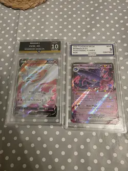 2 x graded pokemon cards reshiram V and mismagius ex - Image 1