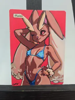 Plains MTG Custom Alter Lopunny Waifu Hand Painted Acrylic by BAZAYO - Image 1