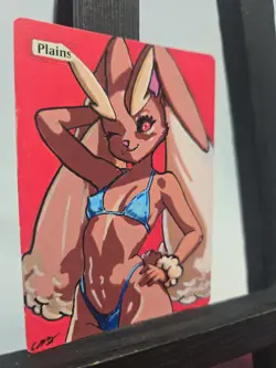 Plains MTG Custom Alter Lopunny Waifu Hand Painted Acrylic by BAZAYO - Image 2