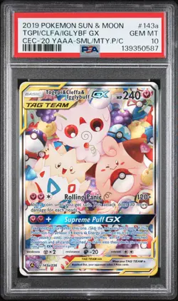 Pokemon Togepi & Cleffa & Igglybuff GX 143A/236 Alt Art Tag Team GEM MINT PSA 10 - Image 1