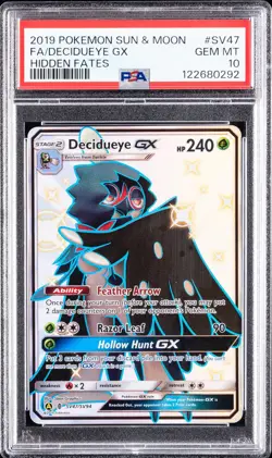 2019 POKEMON SUN & MOON HIDDEN FATES #SV47 FULL ART/DECIDUEYE GX PSA 10 - Image 1