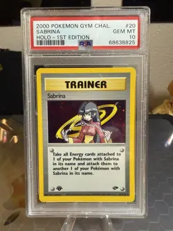 Pokemon 2000 SABRINA Holo 1st Edition Gym Challenge PSA 10 #20 - Image 1
