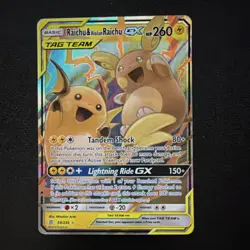 Pokemon Raichu & Alolan Raichu GX TAG TEAM Secret Holo SM Unified Minds 241/236… - Image 1