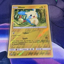 Pokemon TCG Card - Shining Legends Reverse Holo Foil - Minun 34/73 - Image 1