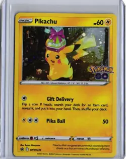 Pokemon GO TCG Pikachu with Gift Promo SWSH234 Pokemon Card Black Star - Image 1