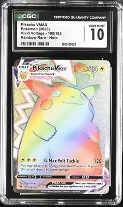 🌈🌈🌈 CGC 10 Pikachu VMAX 188/185 Rainbow Rare Pokemon 2020 Vivid Voltage - Image 1