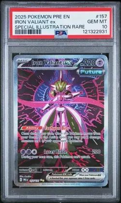 2025 POKEMON PRE SPECIAL ILLUSTRATION RARE #157 IRON VALIANT EX PSA 10 - Image 1