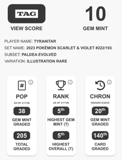 Pokemon Cards TCG TAG GEM MT Tyranitar Paldea Evolved IR S&V 2023 222/193 - Image 2