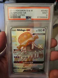 Pokemon Nihilego GX SV62/SV94 Hidden Fates PSA 9 Full Art - Image 1
